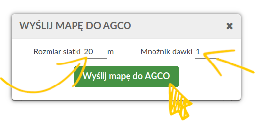 Formularz eksportu mapy aplikacyjnej do AGCO